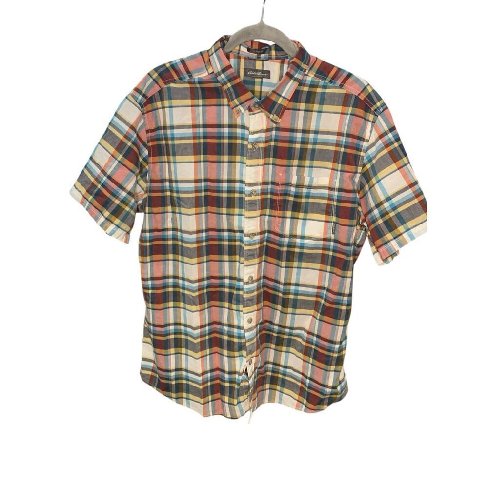 Eddie Bauer Button Down Shirt Mens XLarge Multicolor Plaid Short Sleeve.